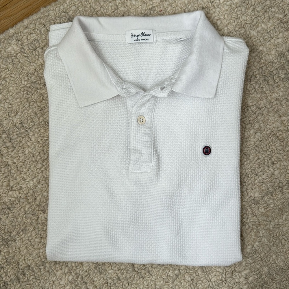 Men’s Small Serge Blanco White Cotton Polo